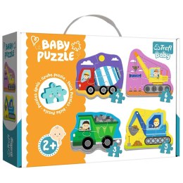 Puzzle - Baby Classic - Pojazdy na budowie - Betoniarka Wywrotka Koparka Dźwig - Trefl 36072 Trefl Puzzle