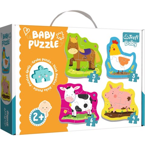 Puzzle - Baby Classic - Zwierzęta na wsi - Konik Kurka Świnka Krówka - Trefl 36070 Trefl Puzzle