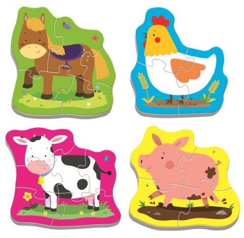 Puzzle - Baby Classic - Zwierzęta na wsi - Konik Kurka Świnka Krówka - Trefl 36070 Trefl Puzzle
