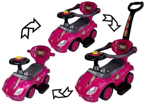 Jeździk z Pchaczem Mega Car 3w1 Różowy LEAN CARS