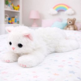 Pluszowa Maskotka Przytulanka Kotek Leżący Biały 38 cm LEAN Toys