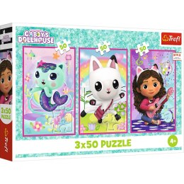 Puzzle - 3x50 - Poznajcie Gabby i kotki - Koci Domek Gabi - Trefl 34876 Trefl Puzzle