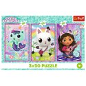 Puzzle - 3x50 - Poznajcie Gabby i kotki - Koci Domek Gabi - Trefl 34876 Trefl Puzzle