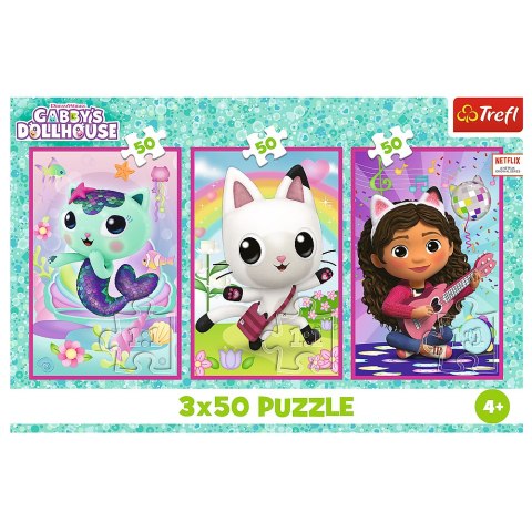 Puzzle - 3x50 - Poznajcie Gabby i kotki - Koci Domek Gabi - Trefl 34876 Trefl Puzzle