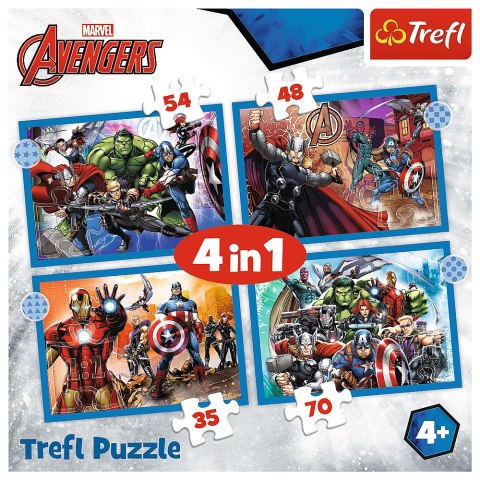 Puzzle - 4w1 (25, 48, 50, 70) - Odważni Avengersi - Trefl 34386 Trefl Puzzle