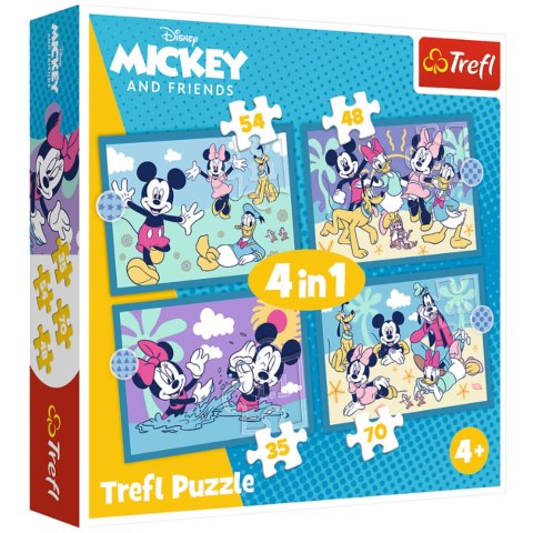Puzzle - 4w1 (35, 48, 54, 70) - Zabawne zdarzenia Myszki Miki - Trefl 34669 Trefl Puzzle