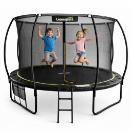 Trampolina Ogrodowa LEAN Z Siatką Wewnętrzną Czarno-Zielona 487CM 16FT LEAN Sport