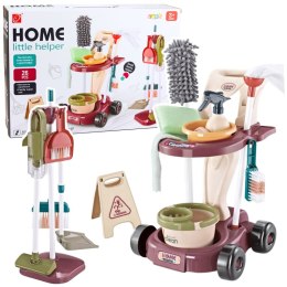 Zestaw Do Sprzątania Dla Dzieci Wózek Mop Wiadro Odkurzacz 26 el. LEAN Toys