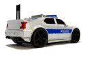 Auto Policji na Baterie 1:20 Światła i Dźwięki z Naciągiem Srebrne LEAN Toys