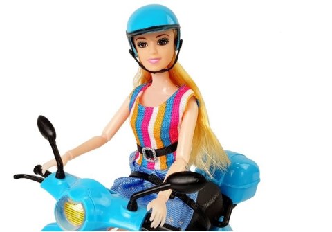 Zestaw Lalka Ze Skuterem Kask Długie Włosy Różowy LEAN Toys