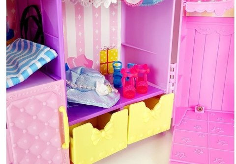 Garderoba ze Światłem i Lustrem Lalka 26 cm Zestaw Ubrań Akcesoria LEAN Toys