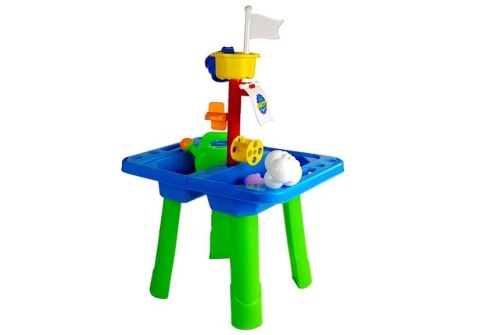 Stolik Piaskownica Foremki do Piasku Łopatki Konewka LEAN Toys