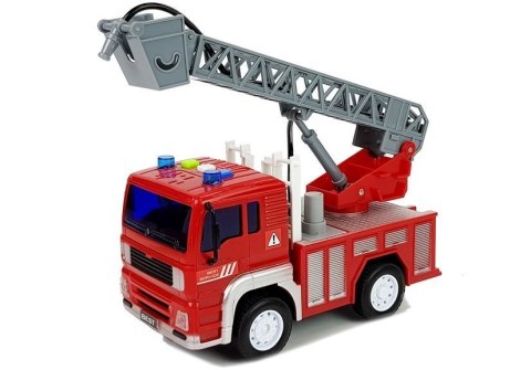 Wóz Strażacki z Naciągiem, Drabiną, Czerwony 1:20 z Dźwiękiem LEAN Toys