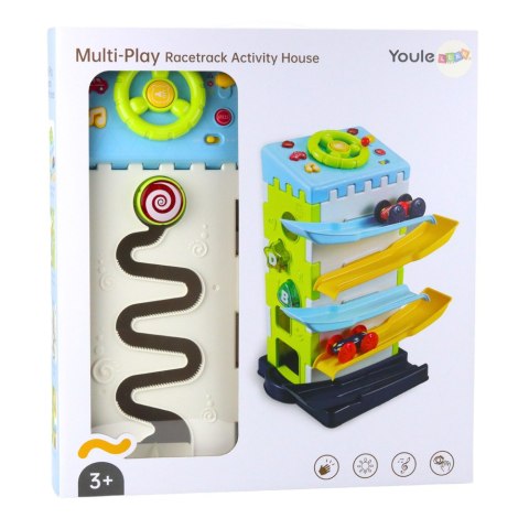 Zjeżdżalnia Blok Tor Edukacyjny z Autkami Sorter Światła Dźwięki LEAN Toys